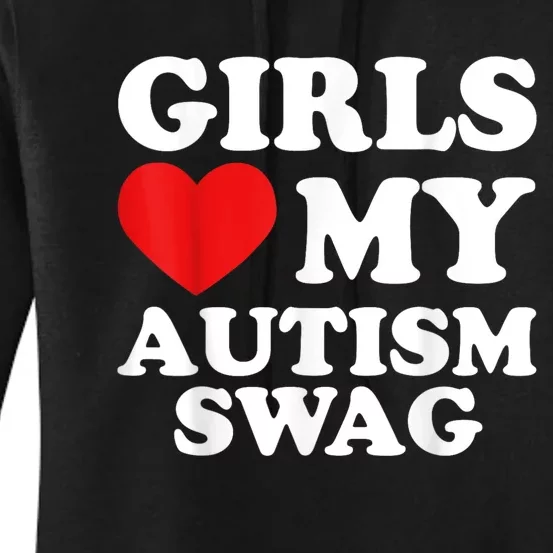 Girl Love My Autism Swag Funny Girl Heart Autism Awareness Women's Pullover Hoodie