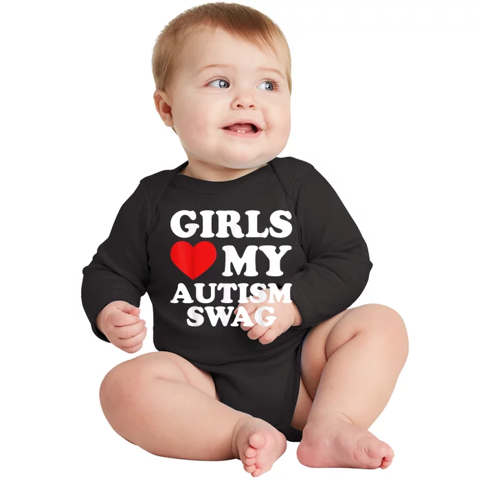 Girl Love My Autism Swag Funny Girl Heart Autism Awareness Baby Long Sleeve Bodysuit