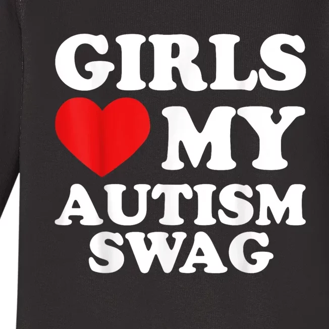 Girl Love My Autism Swag Funny Girl Heart Autism Awareness Baby Long Sleeve Bodysuit