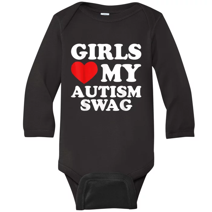 Girl Love My Autism Swag Funny Girl Heart Autism Awareness Baby Long Sleeve Bodysuit