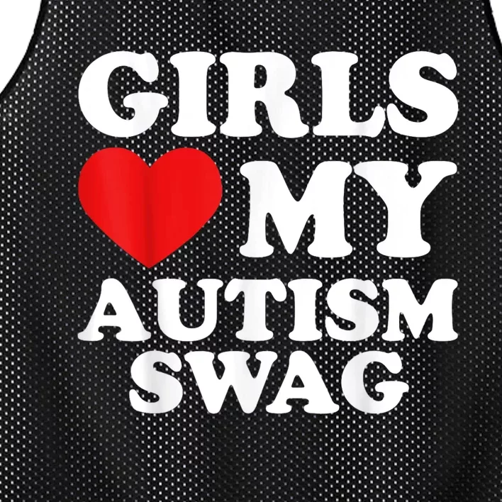 Girl Love My Autism Swag Funny Girl Heart Autism Awareness Mesh Reversible Basketball Jersey Tank