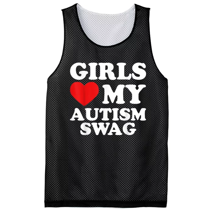 Girl Love My Autism Swag Funny Girl Heart Autism Awareness Mesh Reversible Basketball Jersey Tank