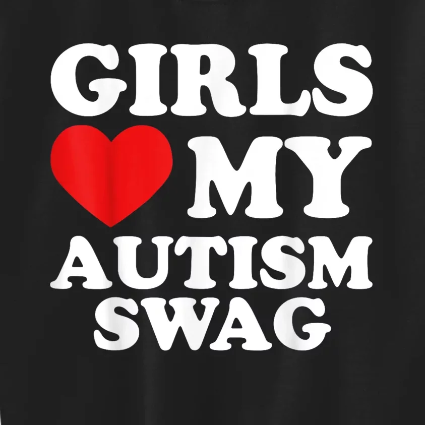 Girl Love My Autism Swag Funny Girl Heart Autism Awareness Kids Sweatshirt