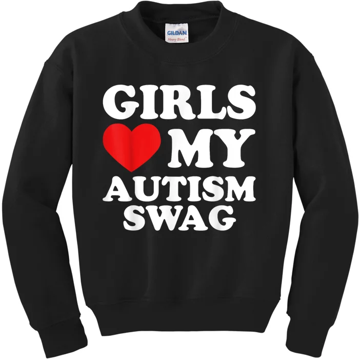 Girl Love My Autism Swag Funny Girl Heart Autism Awareness Kids Sweatshirt