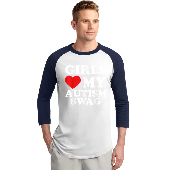 Girl Love My Autism Swag Funny Girl Heart Autism Awareness Baseball Sleeve Shirt