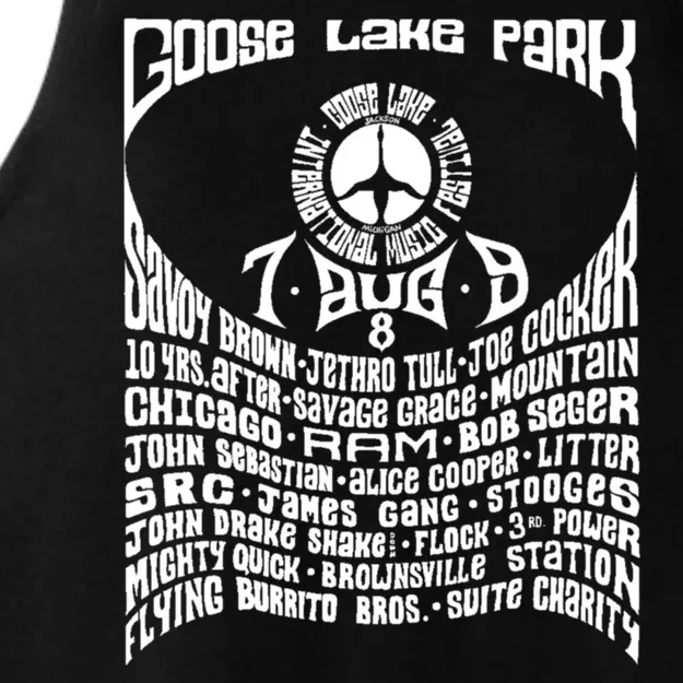 Goose Lake Music Festival Michigan 1970 Ladies Tri-Blend Wicking Tank