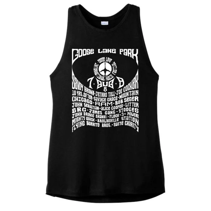 Goose Lake Music Festival Michigan 1970 Ladies Tri-Blend Wicking Tank