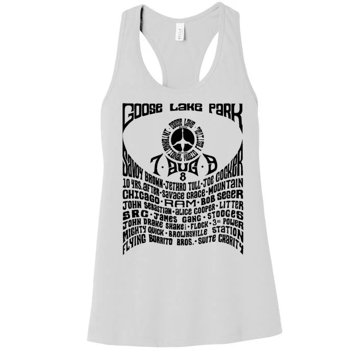 Goose Lake Music Festival Michigan 1970 Women's Racerback Tank