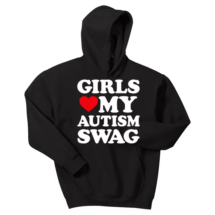 Girls Love My Autism Swag Funny Girls Heart Autism Awareness Kids Hoodie