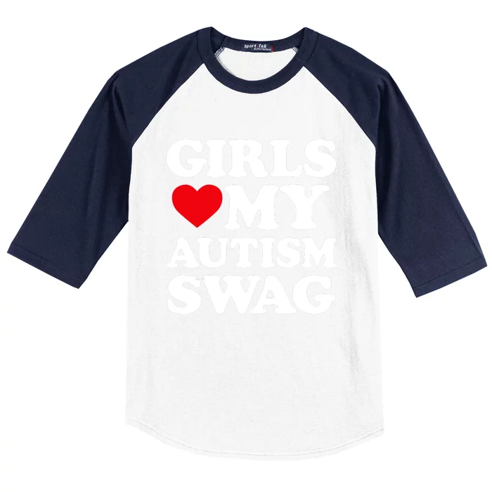 Girls Love My Autism Swag Funny Girls Heart Autism Awareness Baseball Sleeve Shirt