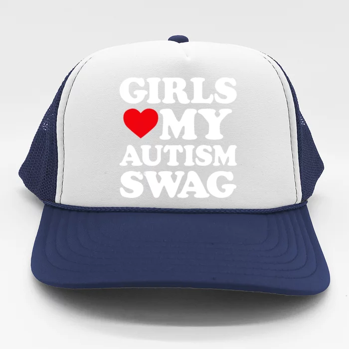 Girls Love My Autism Swag Funny Girls Heart Autism Awareness Trucker Hat