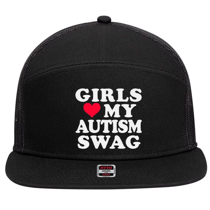 Girl Love My Autism Swag Funny Autistic Boy Awareness 7 Panel Mesh Trucker Snapback Hat