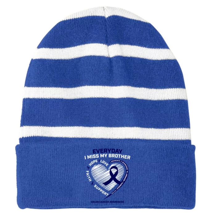 Gifts Loving Memory Cool Gift Brother Colon Cancer Awareness Gift Striped Beanie with Solid Band