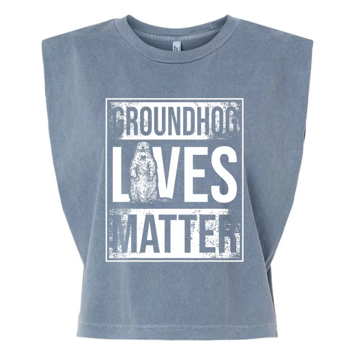 Groundhog Lives Matter Funny Woodchuck Groundhog Day Garment-Dyed Women's Muscle Tee