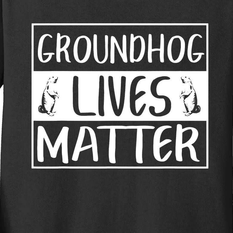 Groundhog Lives Matter Funny Woodchuck Kids Long Sleeve Shirt