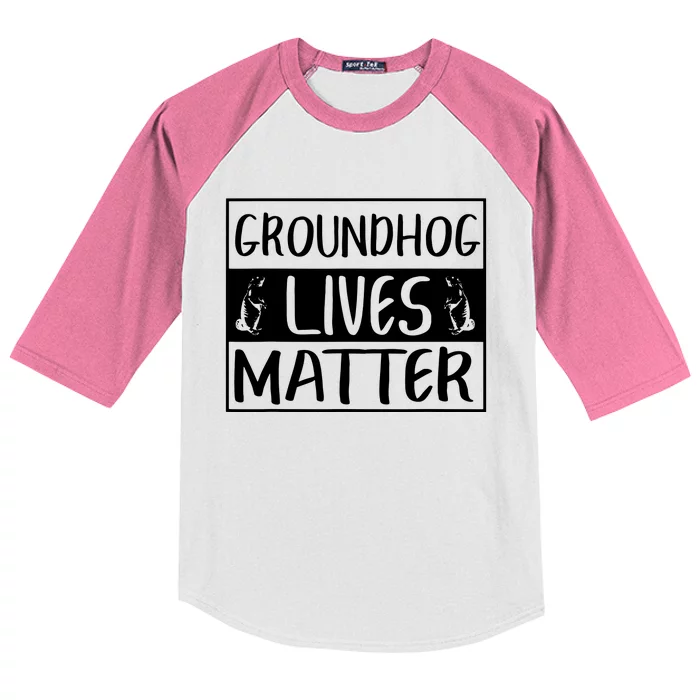 Groundhog Lives Matter Funny Woodchuck Kids Colorblock Raglan Jersey