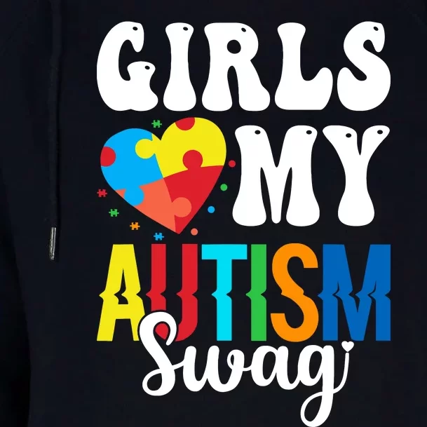 Girl Love My Autism Swag Funny Autistic Boy Awareness Womens Funnel Neck Pullover Hood