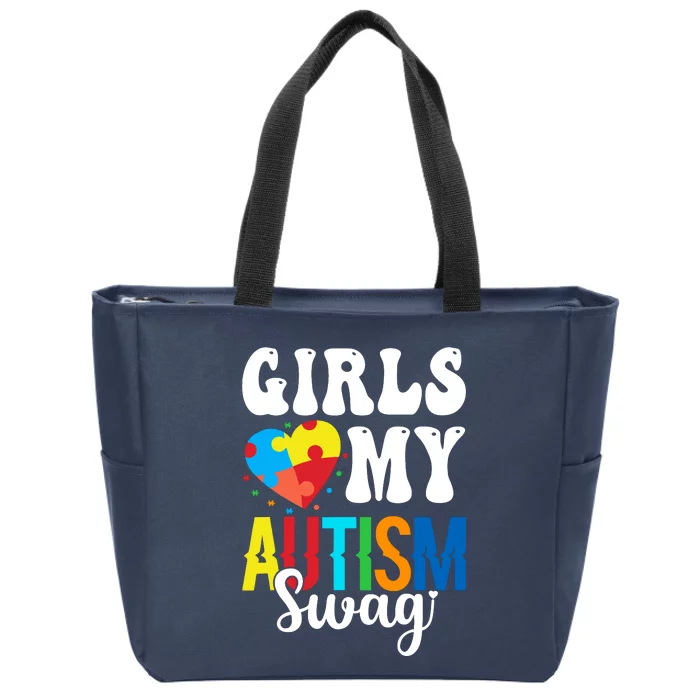 Girl Love My Autism Swag Funny Autistic Boy Awareness Zip Tote Bag