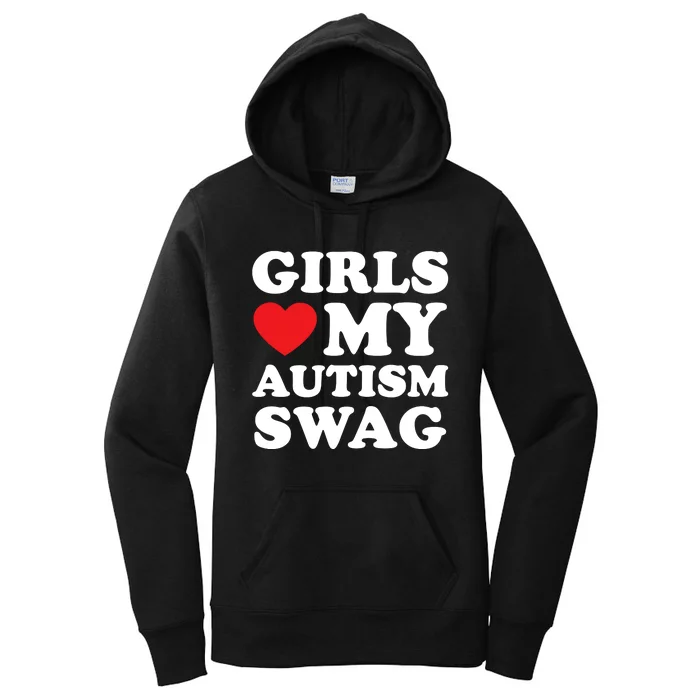 Girl Love My Autism Swag Funny Girl Heart Autism Awareness Women's Pullover Hoodie