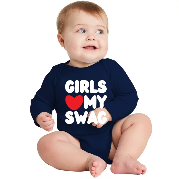 Girls Love My Swag Baby Long Sleeve Bodysuit