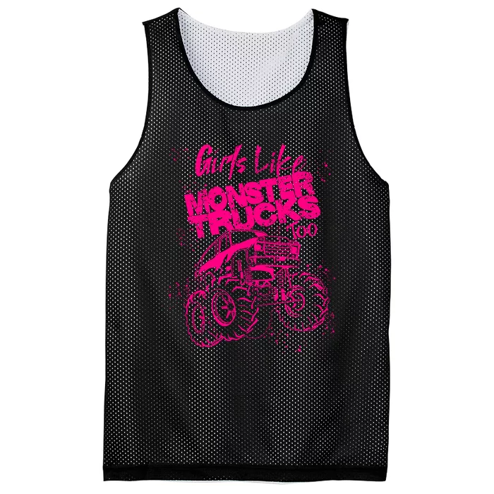 Girl Like Monster Trucks Too | Cool Racers Funny Cars Gift Mesh Reversible Basketball Jersey Tank