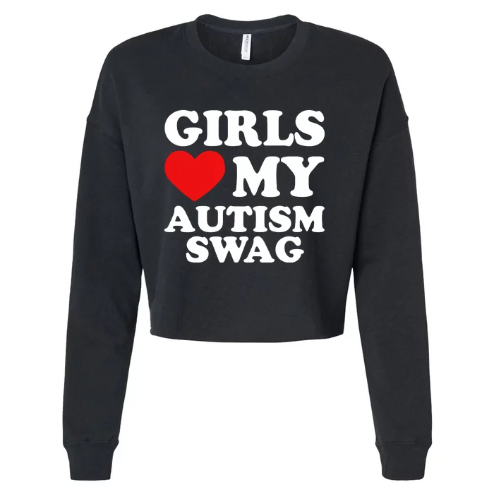 Girl Love My Autism Swag Funny Autistic Boy Gift Awareness Cropped Pullover Crew