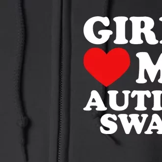 Girl Love My Autism Swag Funny Autistic Boy Gift Awareness Full Zip Hoodie