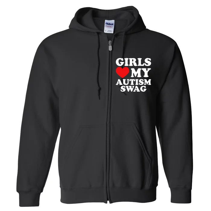 Girl Love My Autism Swag Funny Autistic Boy Gift Awareness Full Zip Hoodie