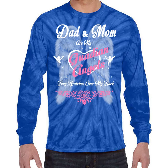 Gift Loss Mom And Dad Memorial Parents In Heaven Funny Gift Tie-Dye Long Sleeve Shirt