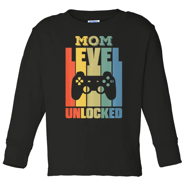 Gamer Lover Mom Level Unlocked Mother's Day Toddler Long Sleeve Shirt