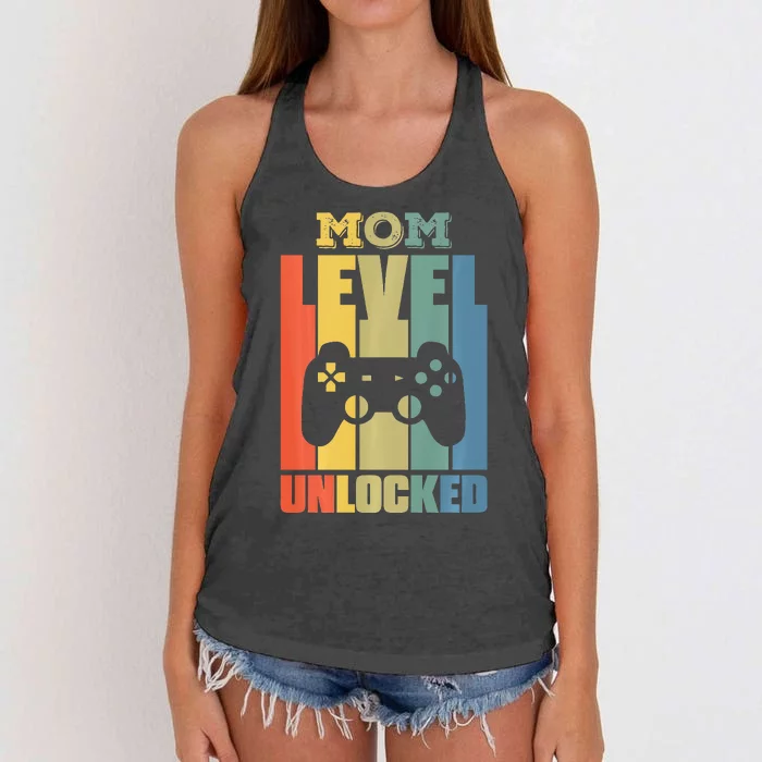 Gamer Lover Mom Level Unlocked Mother's Day Women's Knotted Racerback Tank