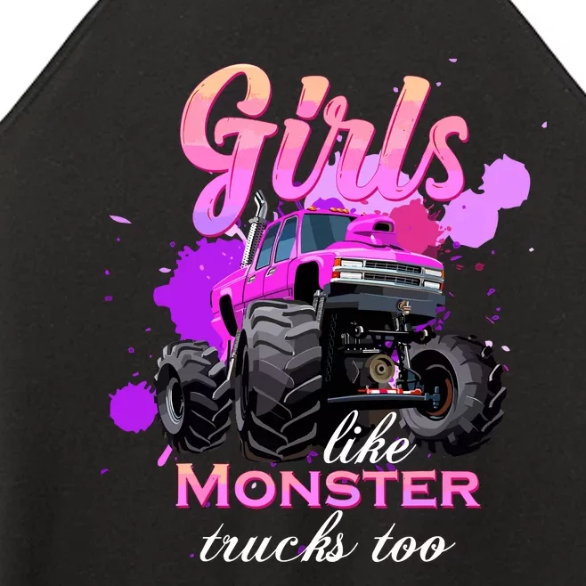 Girl Like Monster Trucks Birthday Gift For Girl Women’s Perfect Tri Rocker Tank