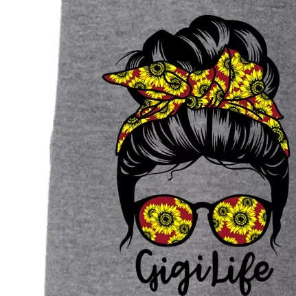 Gigi Life Messy Bun Hair Funny Sunflower Gigi Gift Doggie 3-End Fleece Hoodie