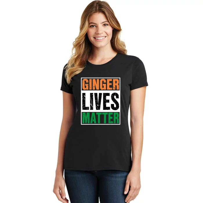 Ginger Lives Matter St. Patrick Day Drinking Ireland Flag Women's T-Shirt