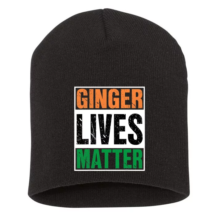 Ginger Lives Matter St. Patrick Day Drinking Ireland Flag Short Acrylic Beanie