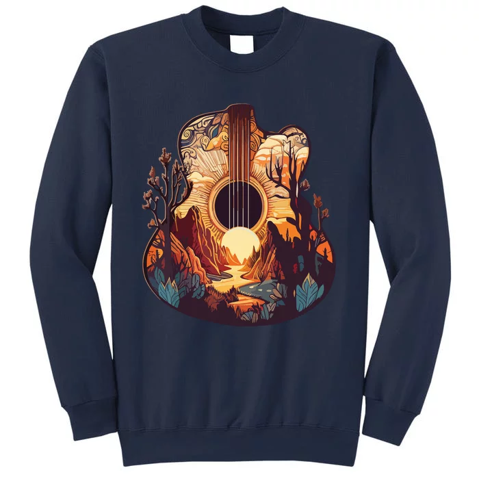 Guitar Landscape Music Lover Acoustic Guitar Player Graphic Sweatshirt