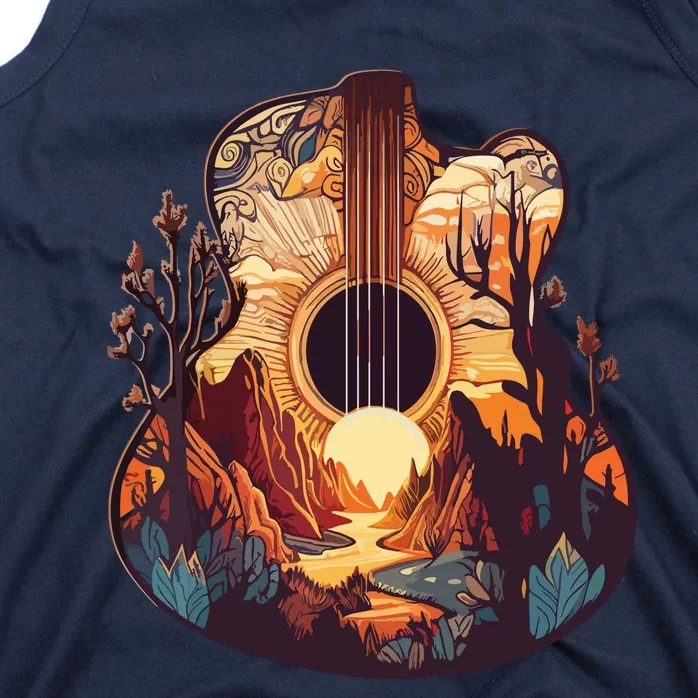 Guitar Landscape Music Lover Acoustic Guitar Player Graphic Tank Top