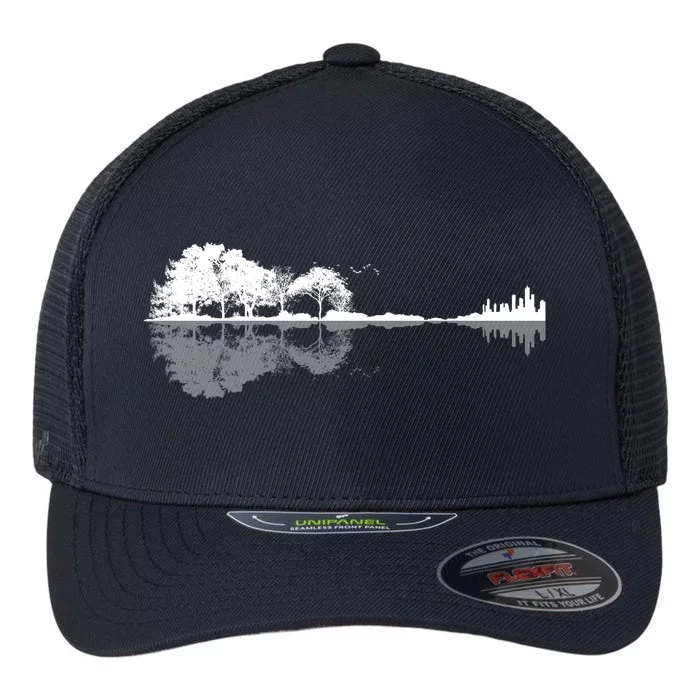 Guitar Lake Nature Wilderness Graphic Flexfit Unipanel Trucker Cap