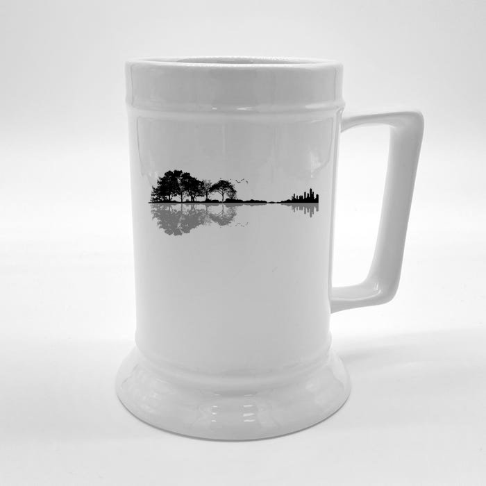 Guitar Lake Nature Wilderness Graphic Front & Back Beer Stein