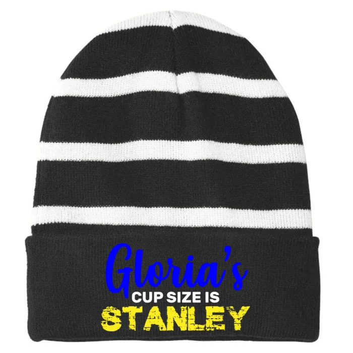 Gloria's Cup size is Stanley Striped Beanie with Solid Band