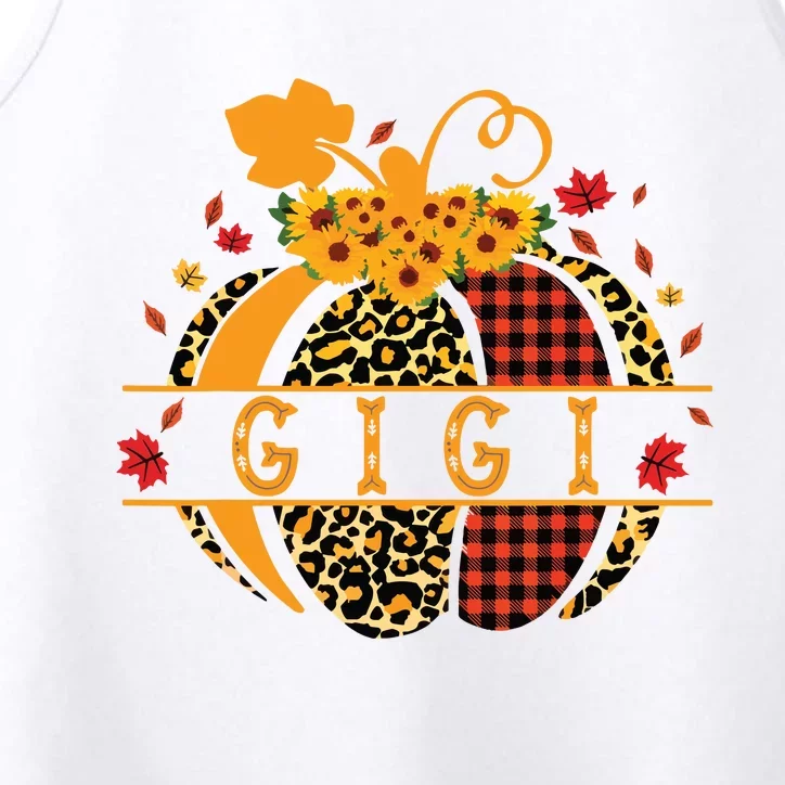 Gigi Leopard Print Pumpkin For Grandma Gigi Women Fall Performance Tank