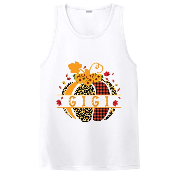 Gigi Leopard Print Pumpkin For Grandma Gigi Women Fall Performance Tank