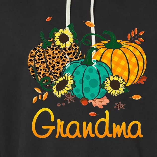 Grandma Leopard Pumpkin Family Matching Thanksgiving Day Garment-Dyed Fleece Hoodie