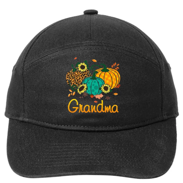 Grandma Leopard Pumpkin Family Matching Thanksgiving Day 7-Panel Snapback Hat