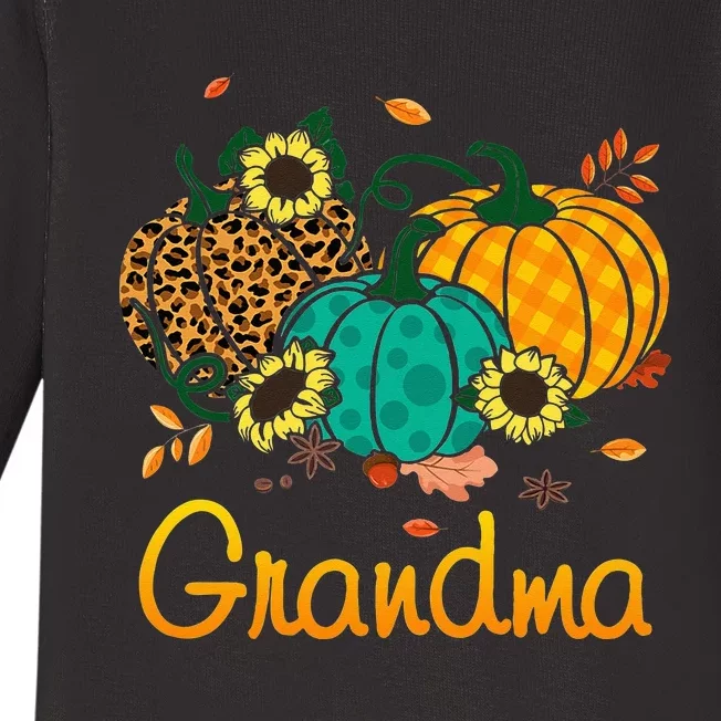 Grandma Leopard Pumpkin Family Matching Thanksgiving Day Baby Long Sleeve Bodysuit