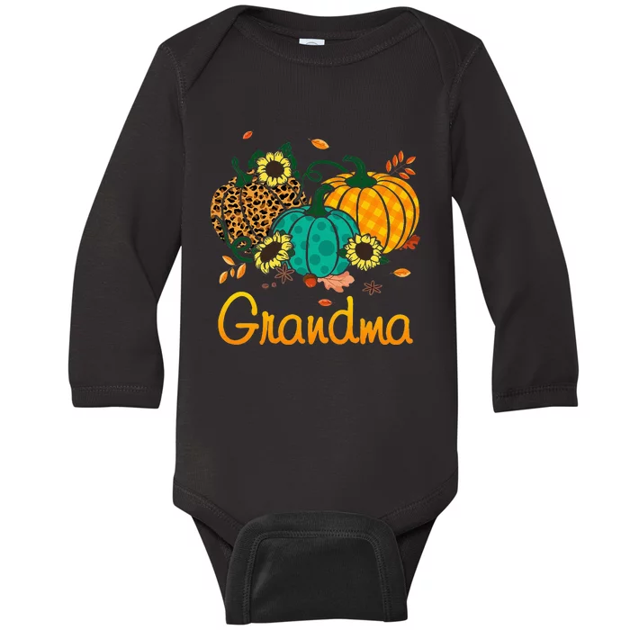 Grandma Leopard Pumpkin Family Matching Thanksgiving Day Baby Long Sleeve Bodysuit