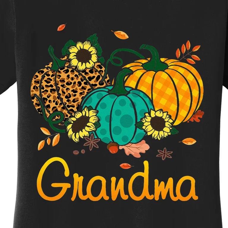 Grandma Leopard Pumpkin Family Matching Thanksgiving Day Women's T-Shirt