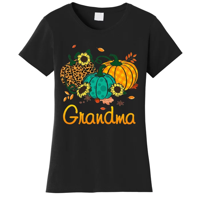 Grandma Leopard Pumpkin Family Matching Thanksgiving Day Women's T-Shirt