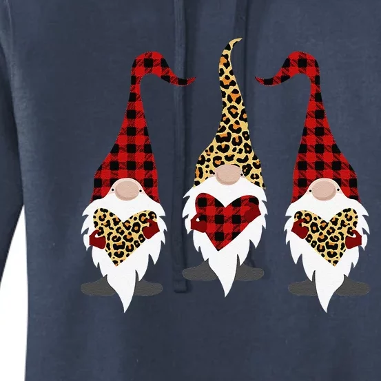 Gnomes Leopard Plaid Hearts Happy Valentines Day Couple Gift Women's Pullover Hoodie