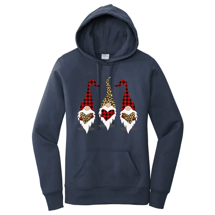 Gnomes Leopard Plaid Hearts Happy Valentines Day Couple Gift Women's Pullover Hoodie